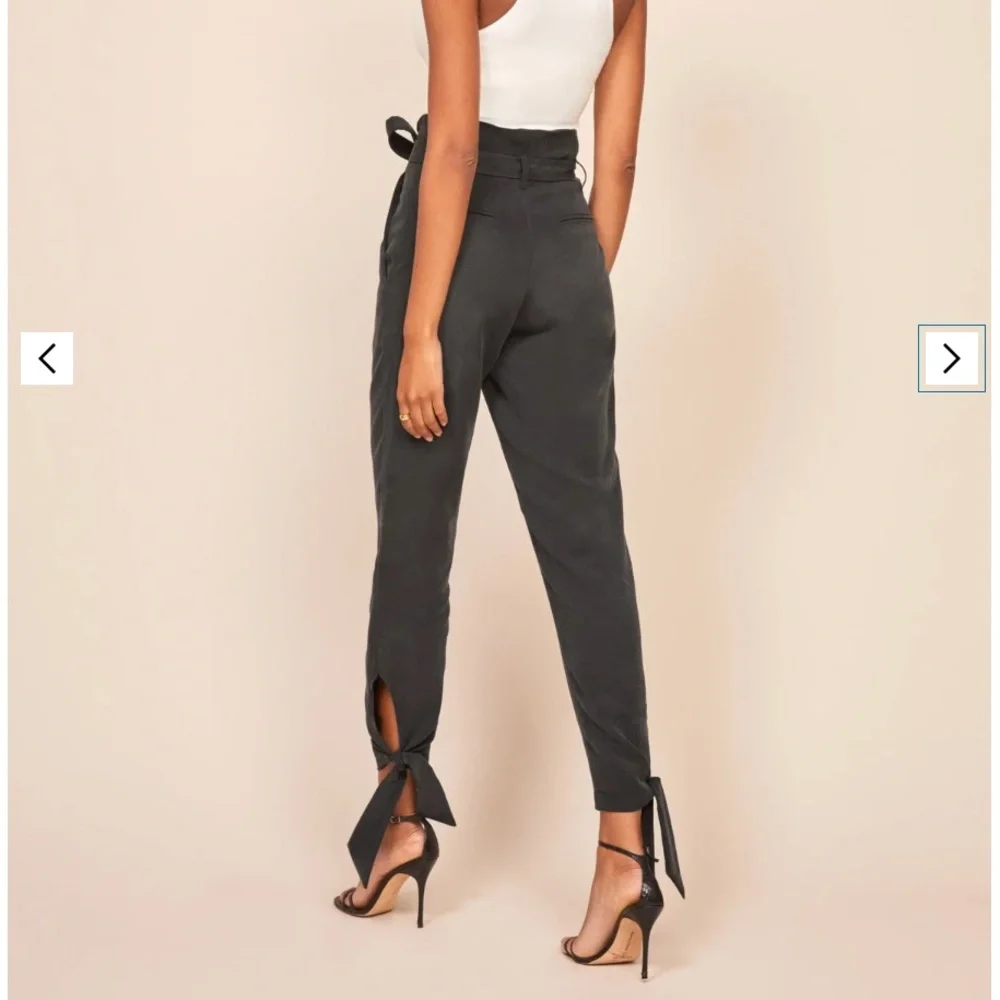 Reformation high-waist paperbag tie ankle pants in charcoal - Picture 6 of 15